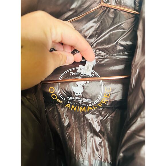 SAVE THE DUCK Ishya Puffer Black Brown Copper Moto Quilted Coat Jacket Size S - Picture 10 of 14